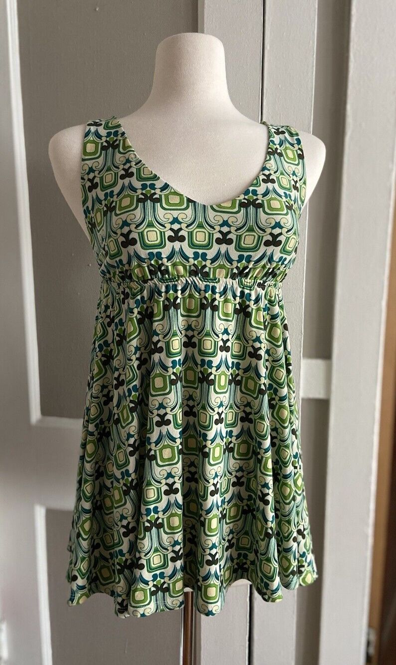 AMERICAN RAG Green/Brown Boho Sleeveless Baby Doll Top sz M